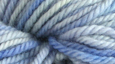 Summer Sky: hand dyed, bulky rug weight, 100% wool spot dyed yarn in several summery blues with light highlights - perfect for skies - for rug hooking and punching.
